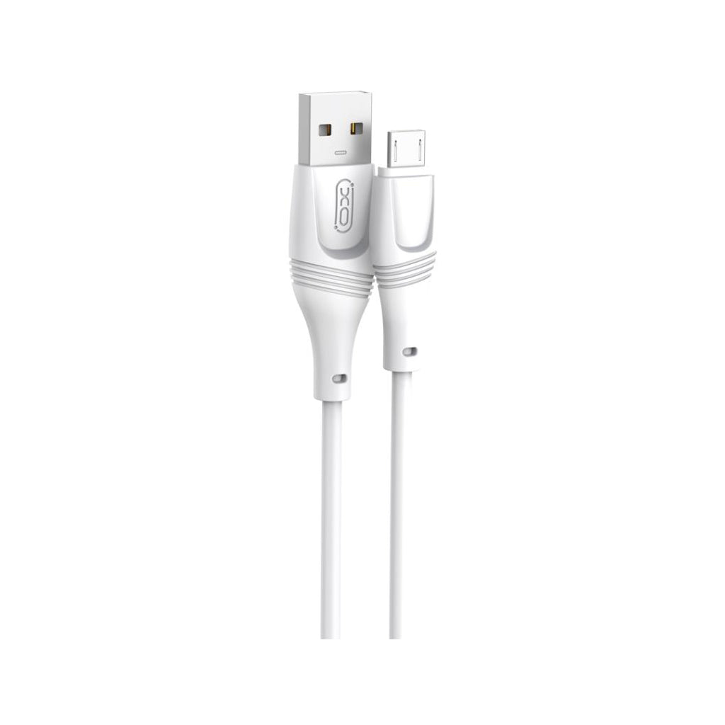 XO White Nb238 Micro USB 2.4A Zeus Silicone Cable Charging Cable