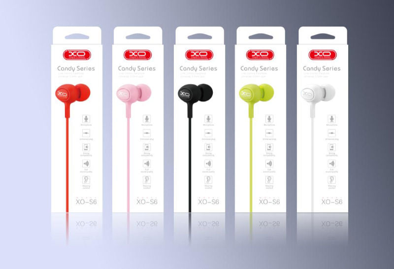 XO White S6 Candy Music Earphones 3.5mm Jack 1.2m