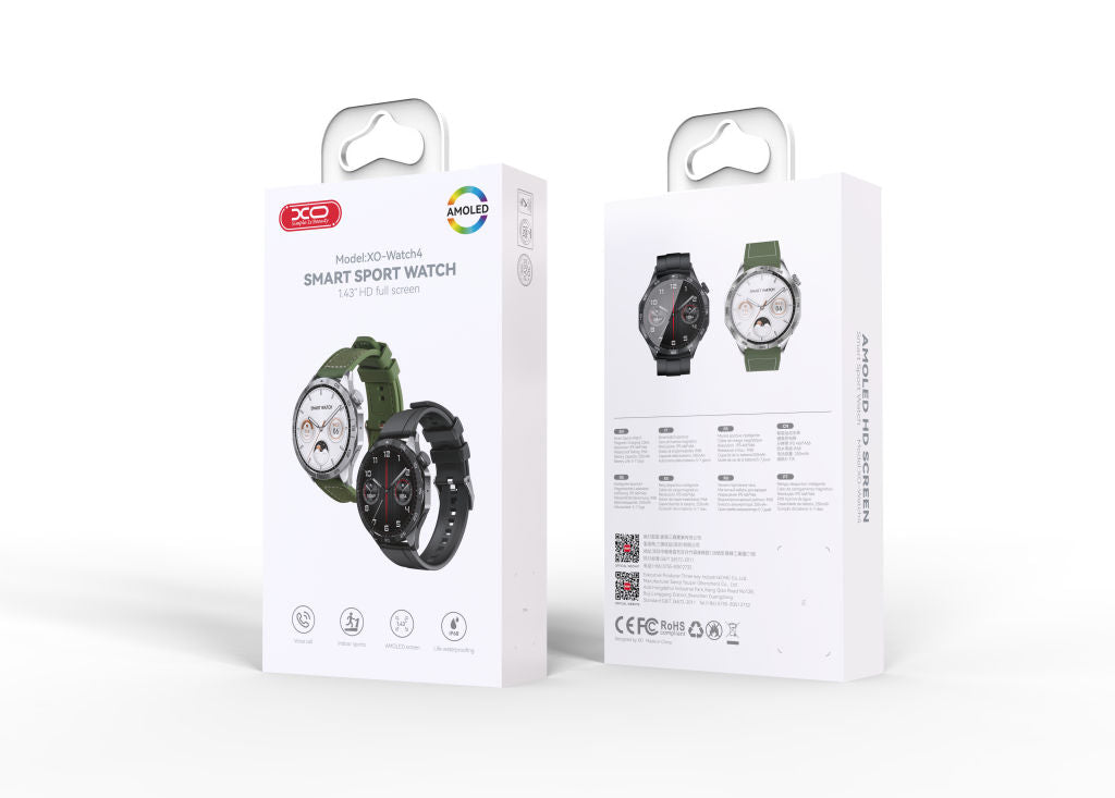 XO Black Watch4 AMOLED Smart Sports Watch | EXSXO-WATCH4B