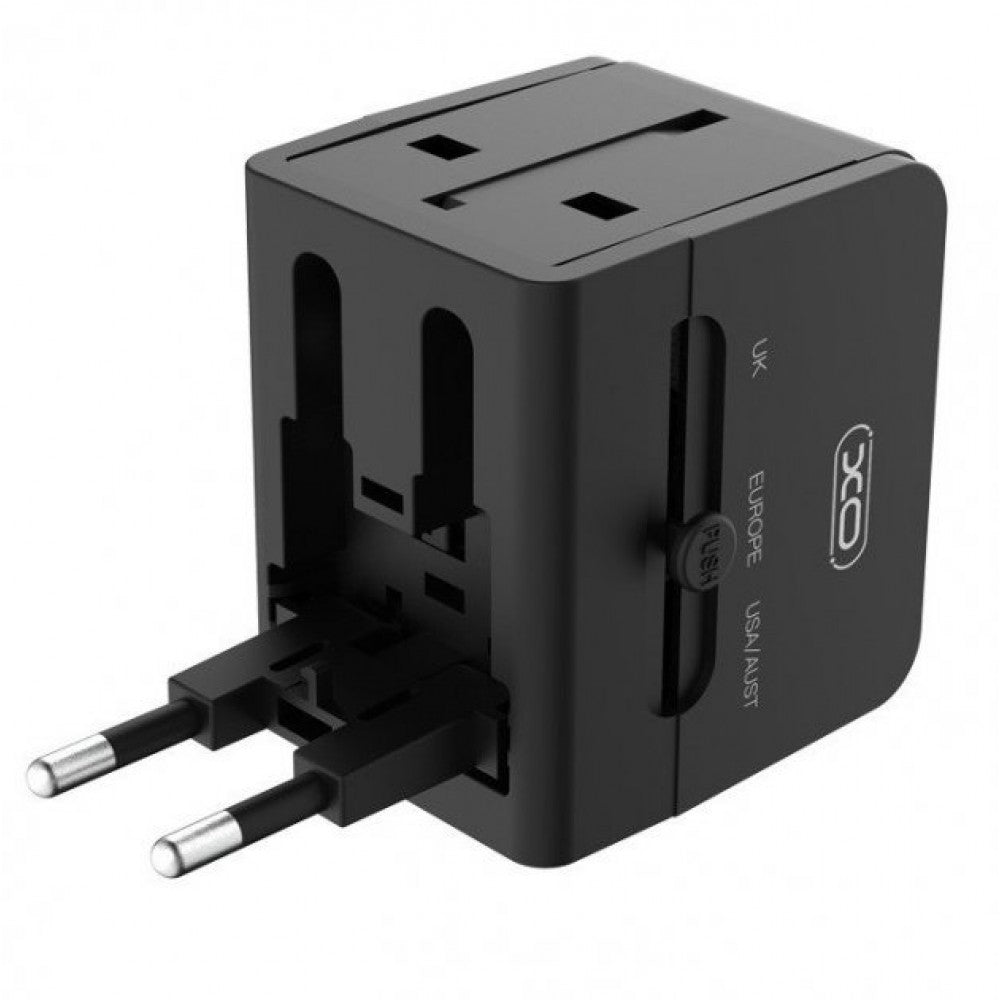 XO Black Multi Multi Country World Travel Charger with USB UK Adaptor