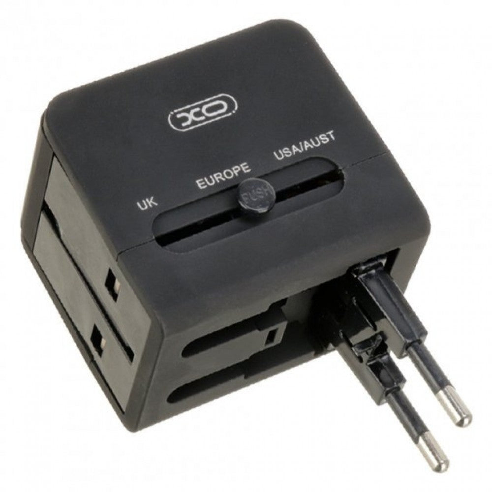 XO Black Multi Multi Country World Travel Charger with USB