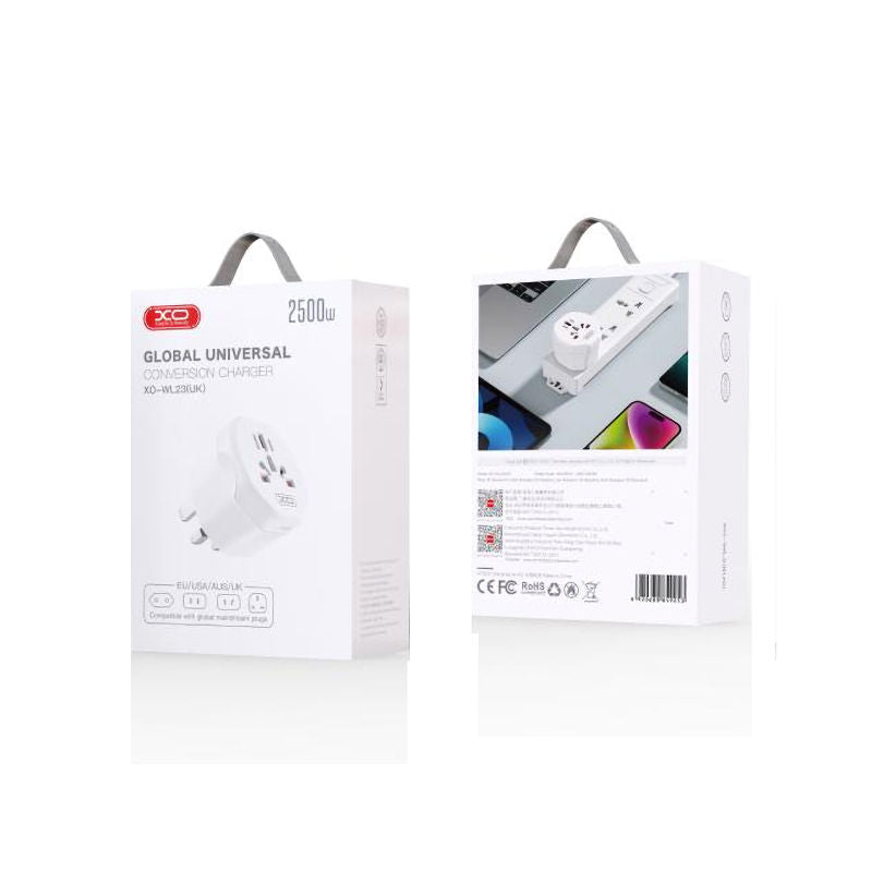 XO White Wl23 (Uk) Visitor To IRL / UK Travel Adaptor