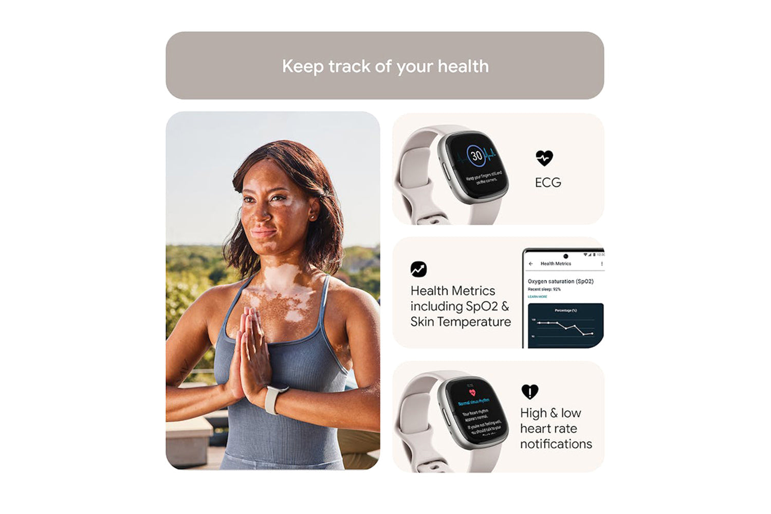 Fitbit Sense 2 Lunar White/Platinum | FB521SRWT