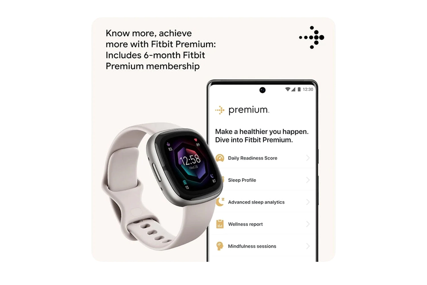 Fitbit Sense 2 Lunar White/Platinum | FB521SRWT