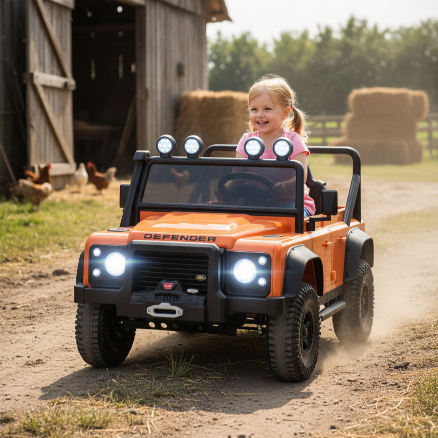 Landrover Defender Official 12V Ride On for Kids in Orange