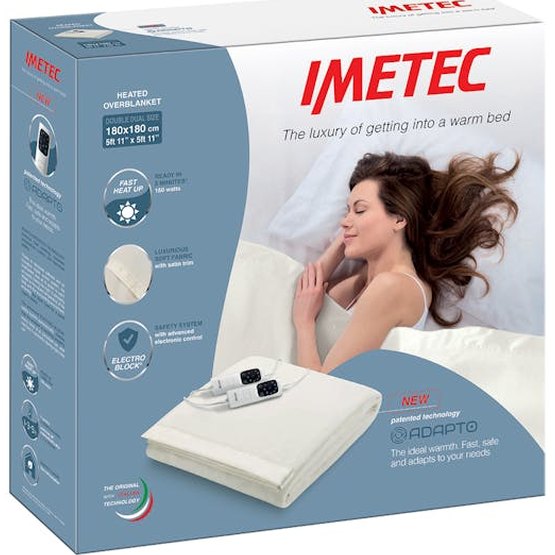 Imetec Solid Fleece Adapto Double Dual Control Heated Overblanket 180 x 180cm | 16754