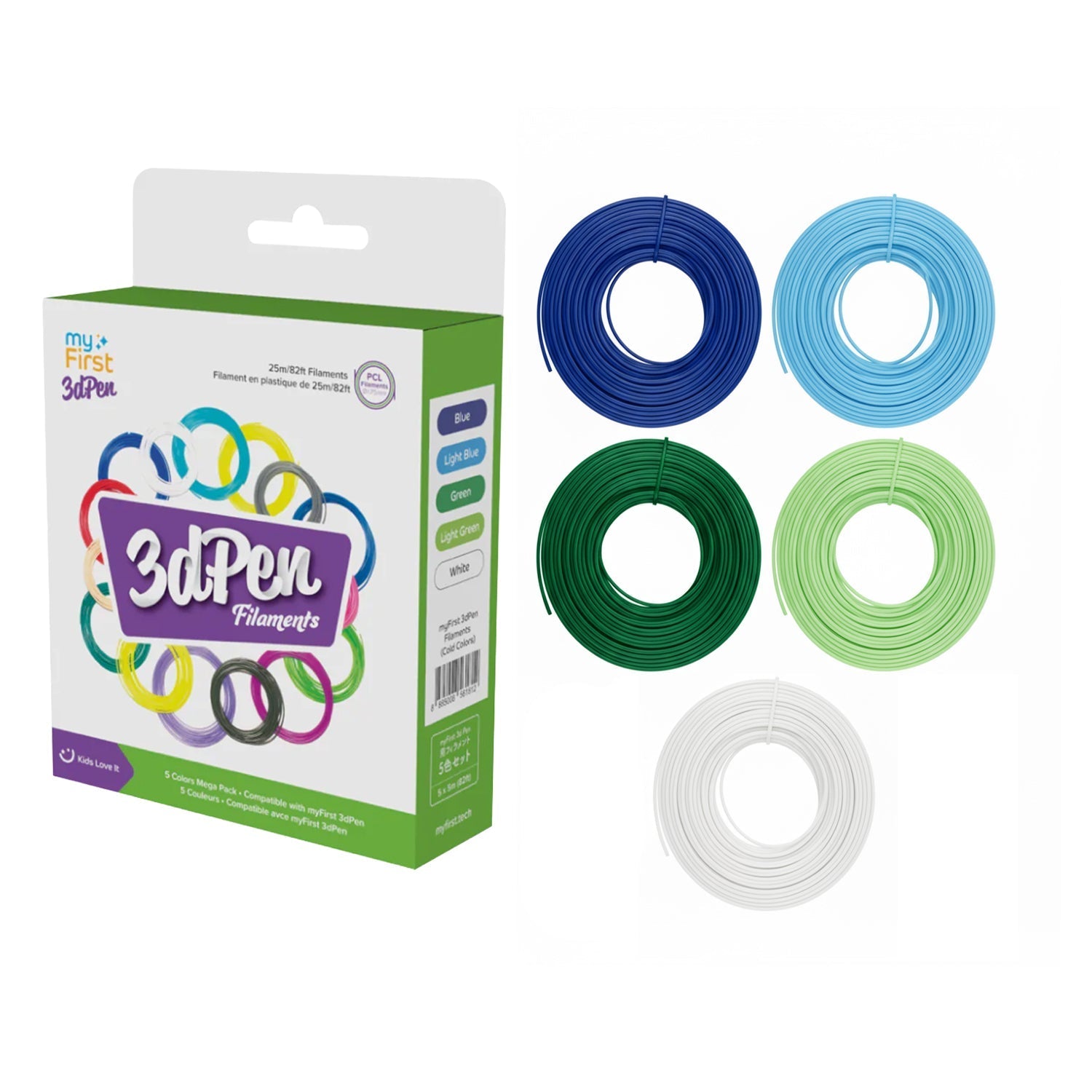 myFirst 3dPen Filaments - Low-Temp PCL Refills, Non-Toxic - Cold Colour 5 Pack | 256-FP3301AC-CC01 3D Pen