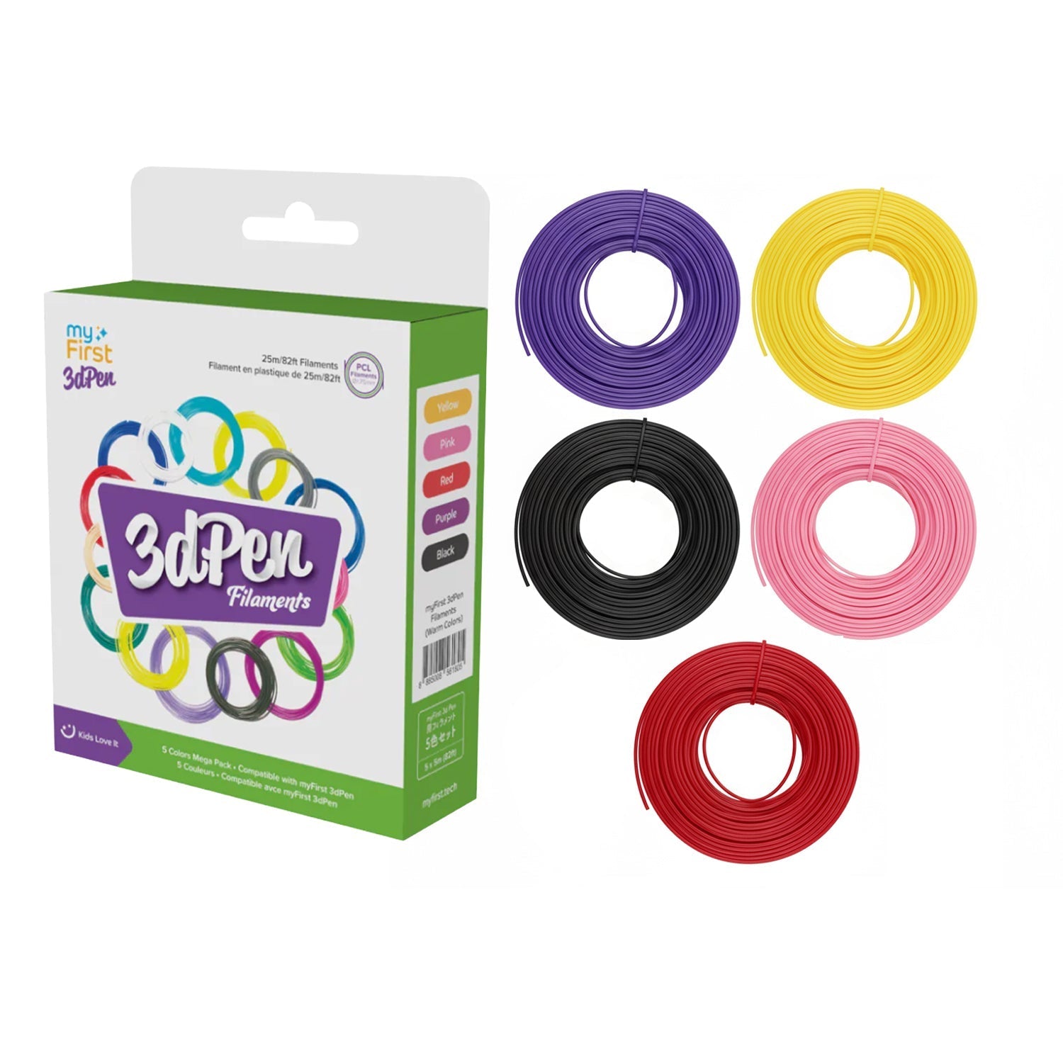 myFirst 3dPen Filaments - Low-Temp PCL Refills, Non-Toxic - Warm Colour 5 Pack | 256-FP3301AC-WC01 3D Pen