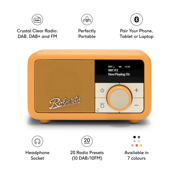 Roberts Revival Petite 2 DAB+ FM Bluetooth Radio Pop Orange | REV-PETITE2PO