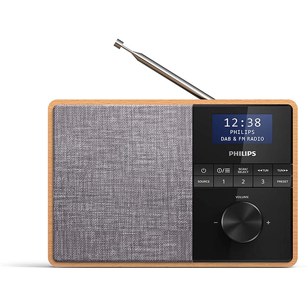 Philips Portable DAB+ & FM Digital Radio with Bluetooth Grey & Wood | TAR5505/10