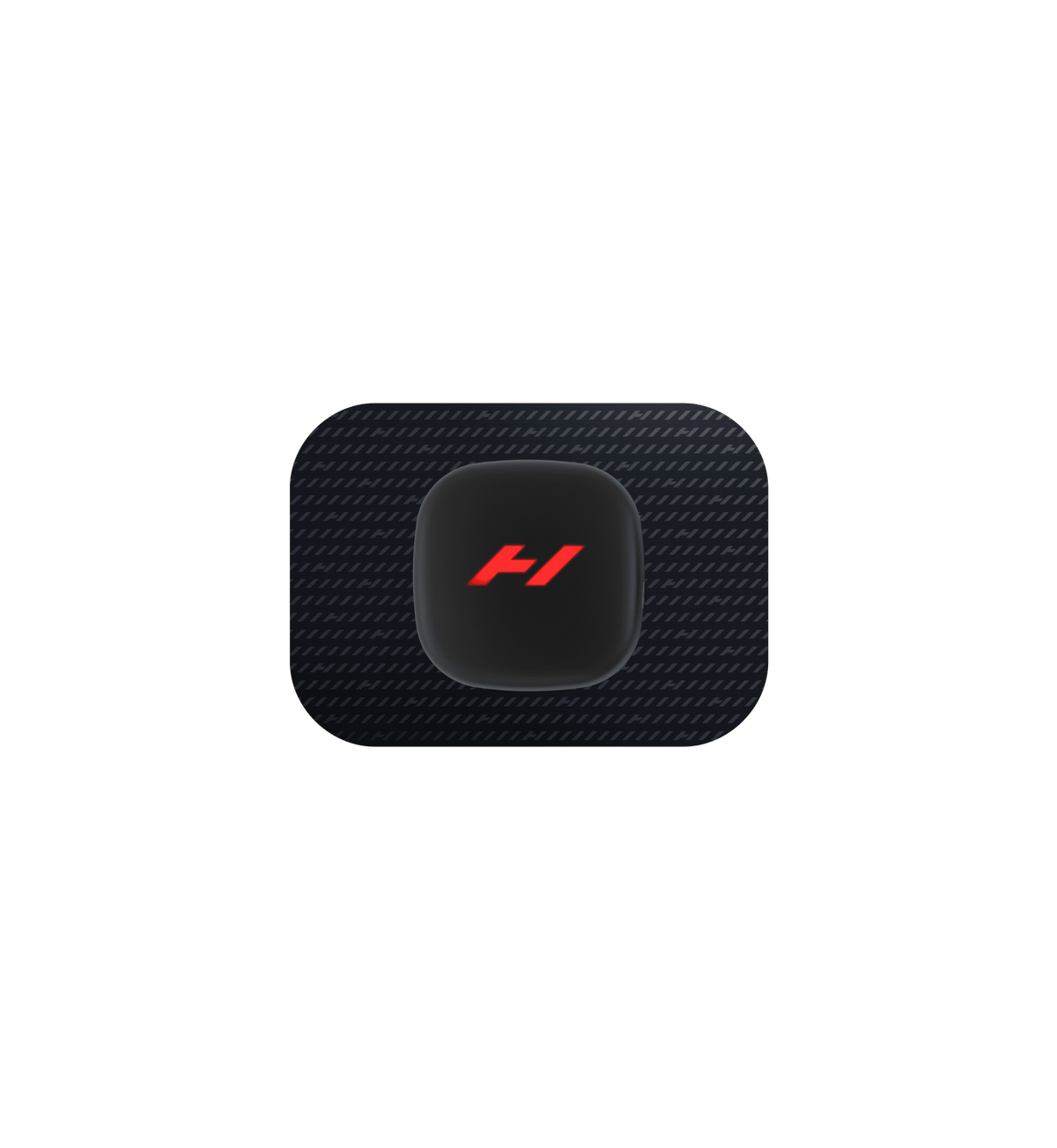 Hyperice Venom Go wearable heat and vibration massager, black — pod and pad, front view