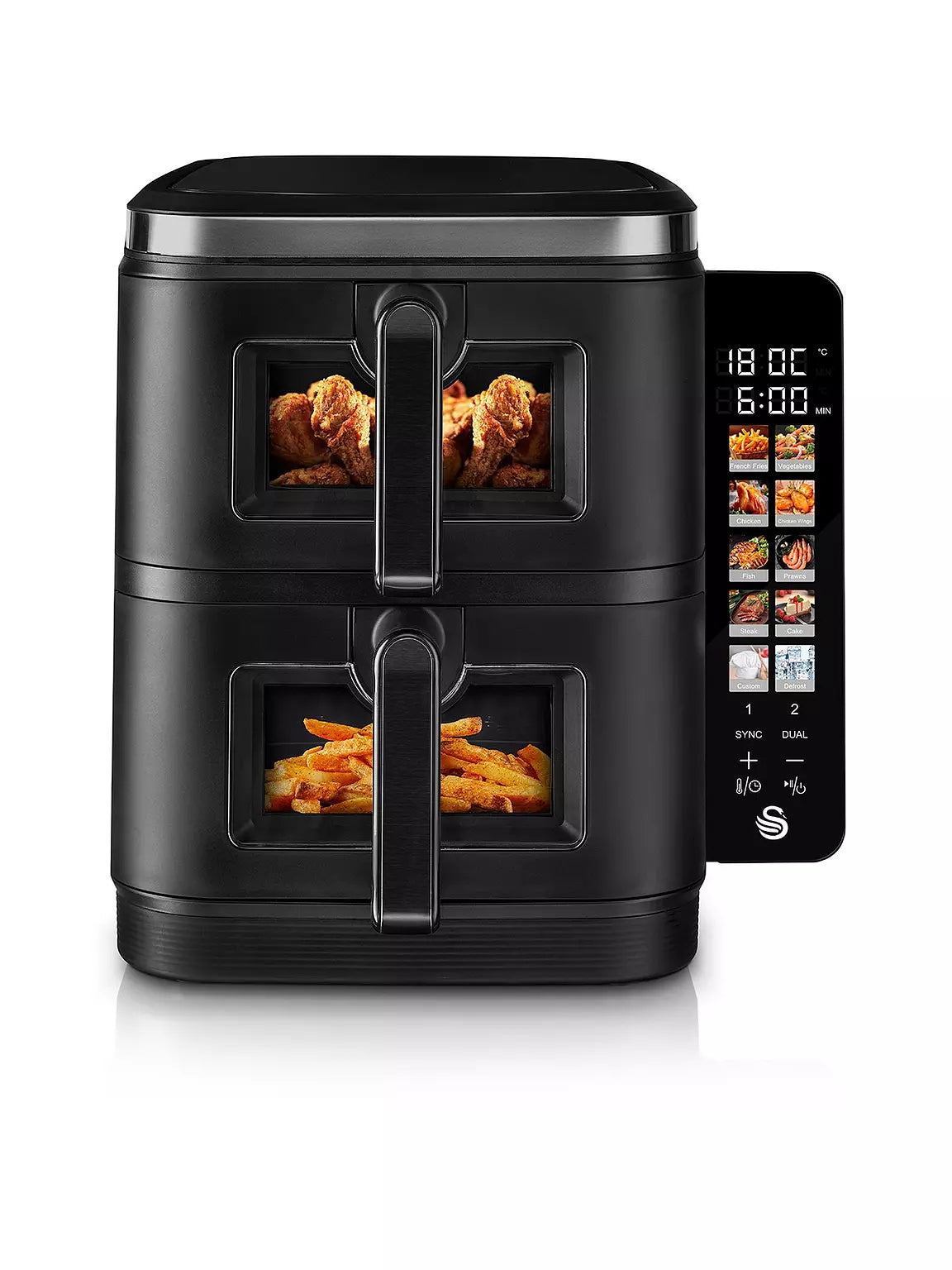 Swan 11L Twin Stack Air Fryer - Black Air Fryer