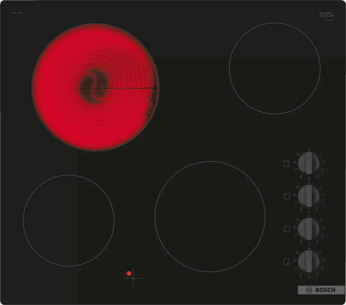Bosch Serie 2 60cm Built-In 4 Zone Electric Hob Black | PKE611CA3E Hob