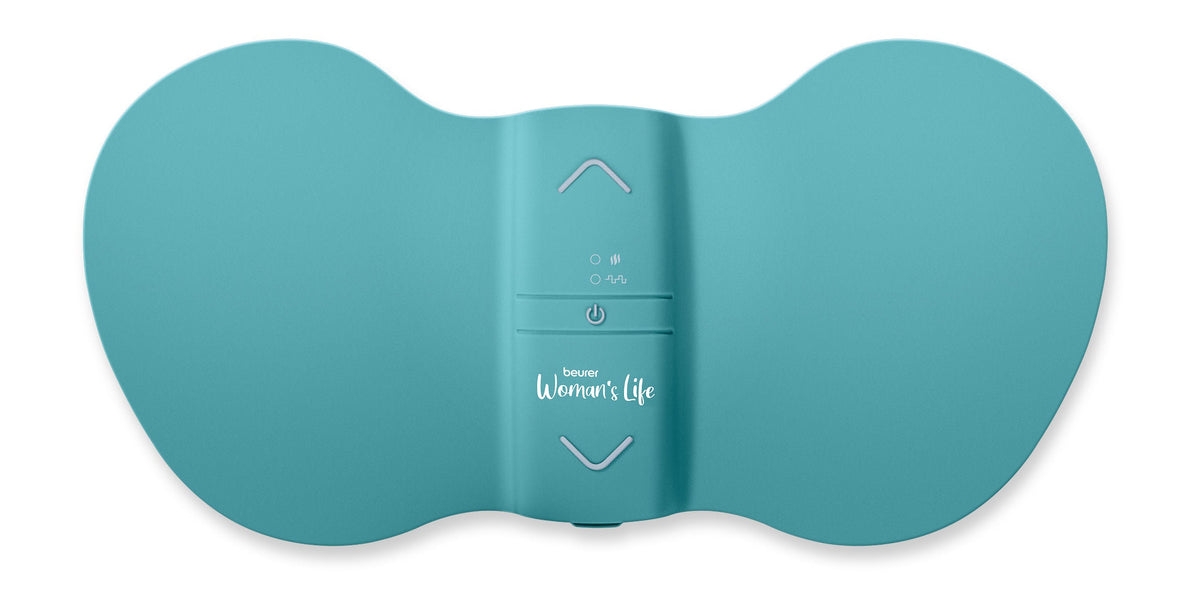 Beurer EM 55 Menstrual Relax+ TENS & Heat pad, Turquoise Blue — flat top-down product view