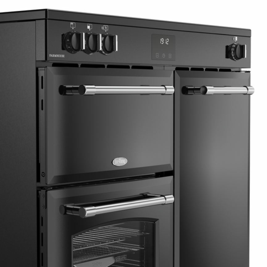Belling Farmhouse 90cm Induction Range Cooker, Black 444411823