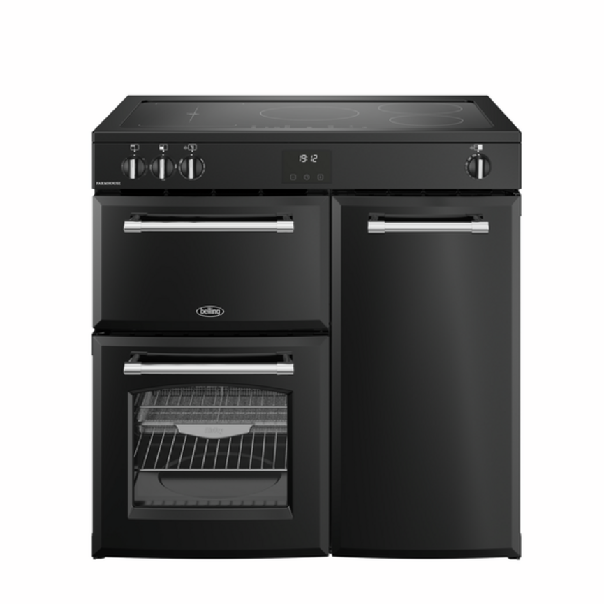 Belling Farmhouse 90cm Induction Range Cooker, Black 444411823