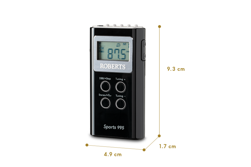 Roberts Sports 995 Two Band Personal Radio, Black SPORTS995BK